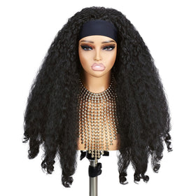 Quantum Love Yaki Curly Headband Wig with heat-resistant fibers for natural softness.