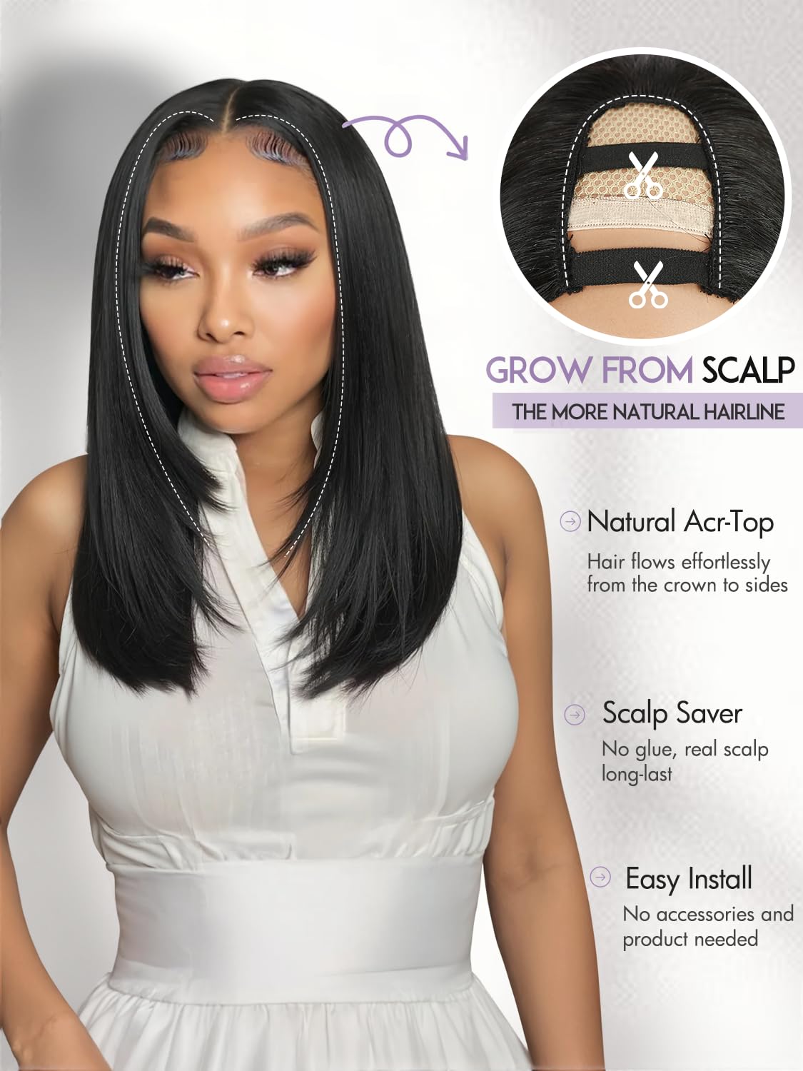 Quantum Love Yaki Straight U Part Wig clip-in secure-fit for quick styling