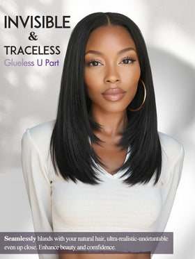 Quantum Love Yaki Straight U Part Wig heat-resistant fiber for styling options