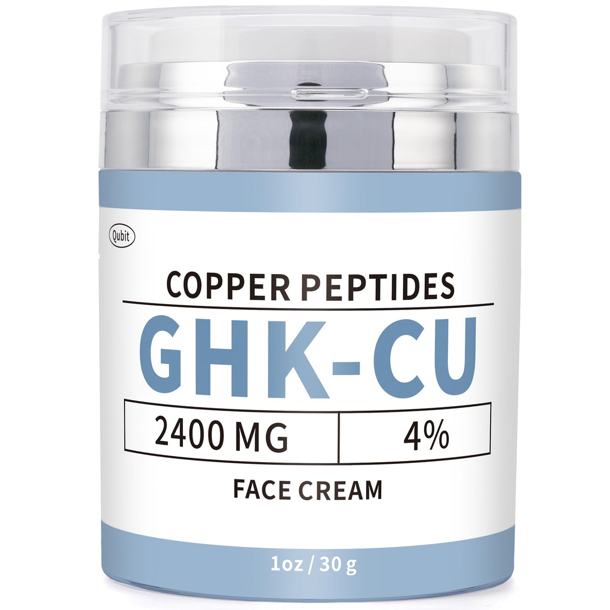 QUBIT GHK-Cu cream jar close-up showing rich texture and deep hydration