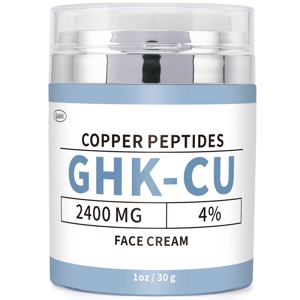 QUBIT GHK-Cu cream jar close-up showing rich texture and deep hydration