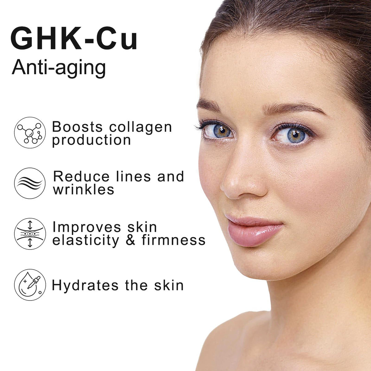QUBIT GHK-Cu cream texture on skin for smoother, firmer-looking skin