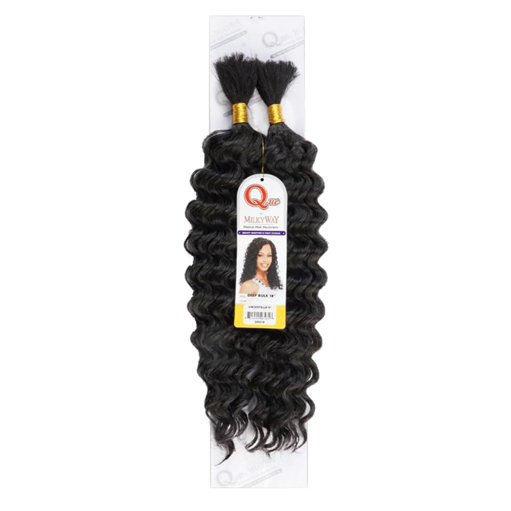 Que by MilkyWay Deep Bulk 14-inch off-black braid top view shows tangle-free design