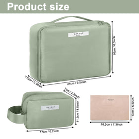 Queboom travel makeup bag inside pocket secures small items for easy access.