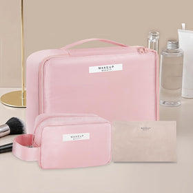Queboom makeup bag interior shows padded protection for delicate items