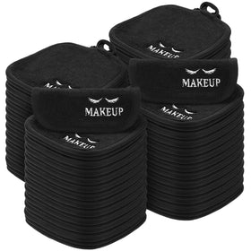 Queekay makeup remover cloths, 48-pack, black, 5x5 inches, ultra-soft for gentle cleansing.