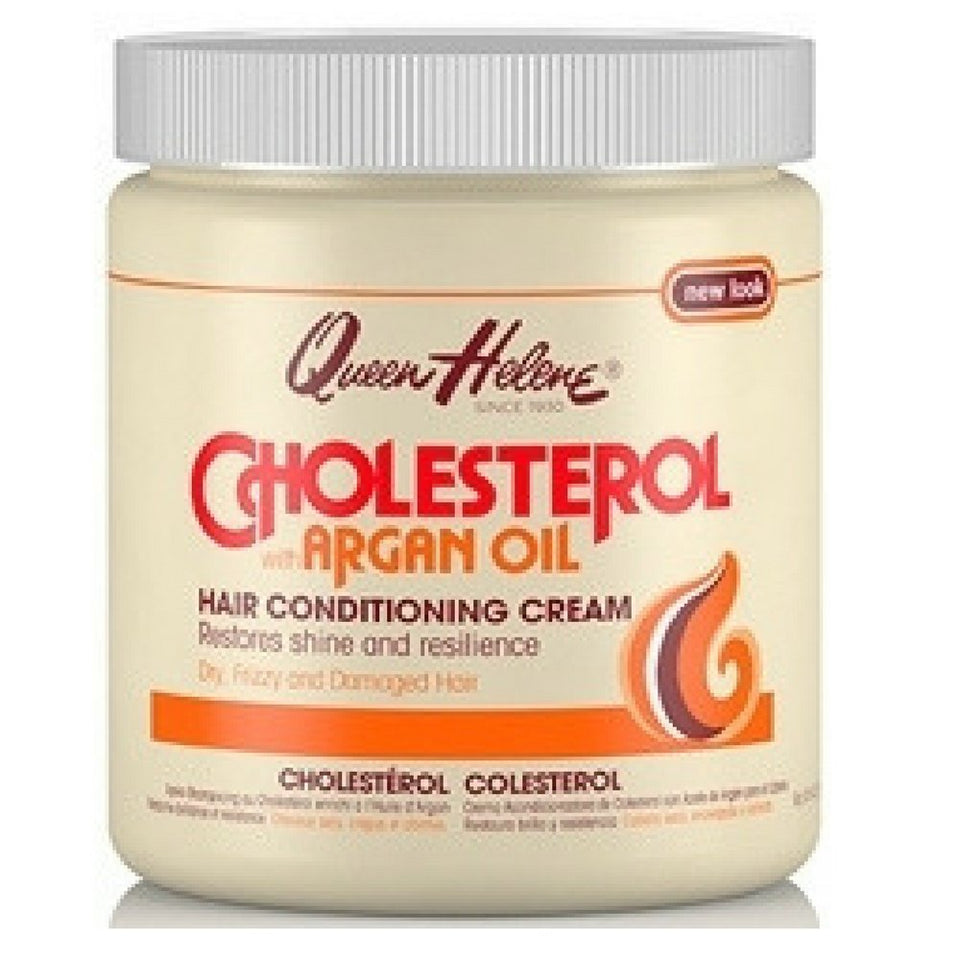 Queen Helene Cholesterol Hair Conditioning Cream bottle with argan oil for deep conditioning