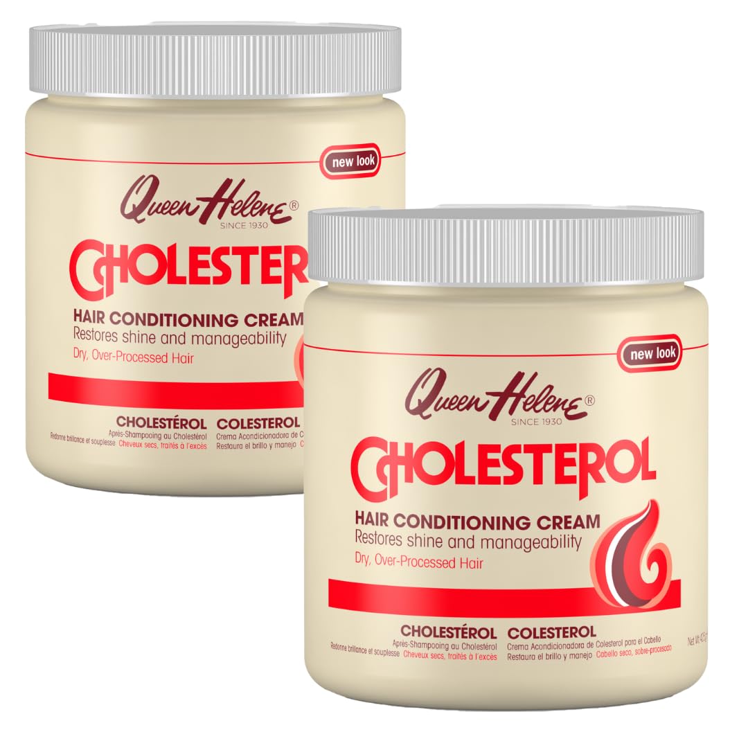 Queen Helene Cholesterol Hair Conditioning Cream jar front showing deep moisture for dry hair