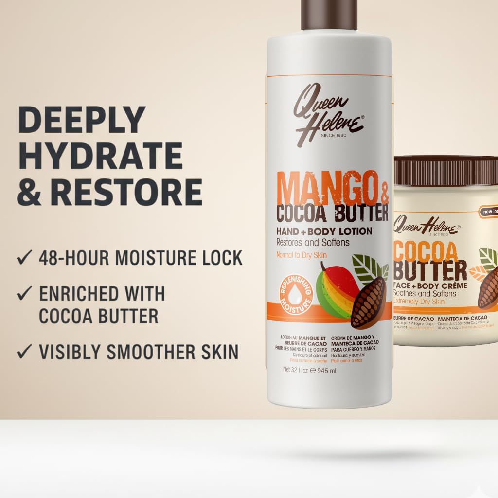 Non-greasy finish shown by Queen Helene Lotion close-up.