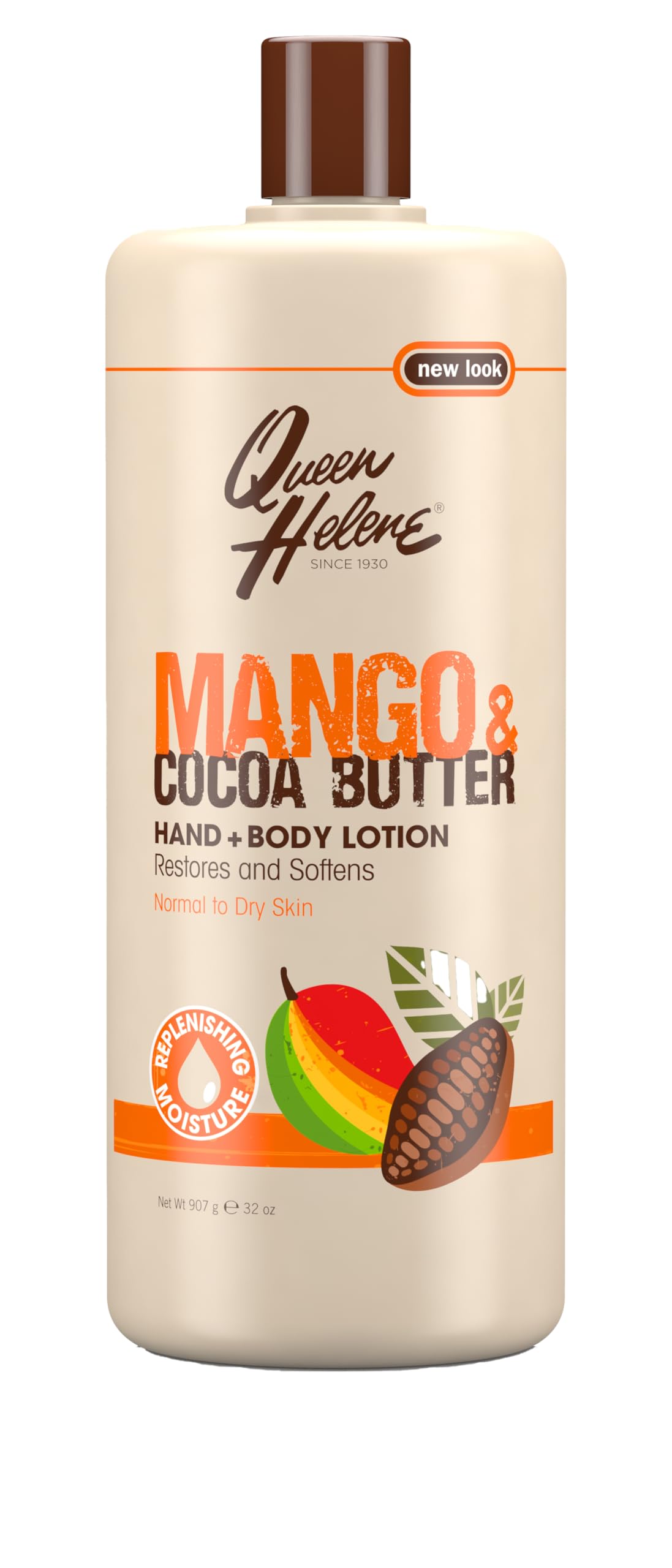 Queen Helene Mango & Cocoa Butter Lotion bottle delivers deep hydration for dry skin.