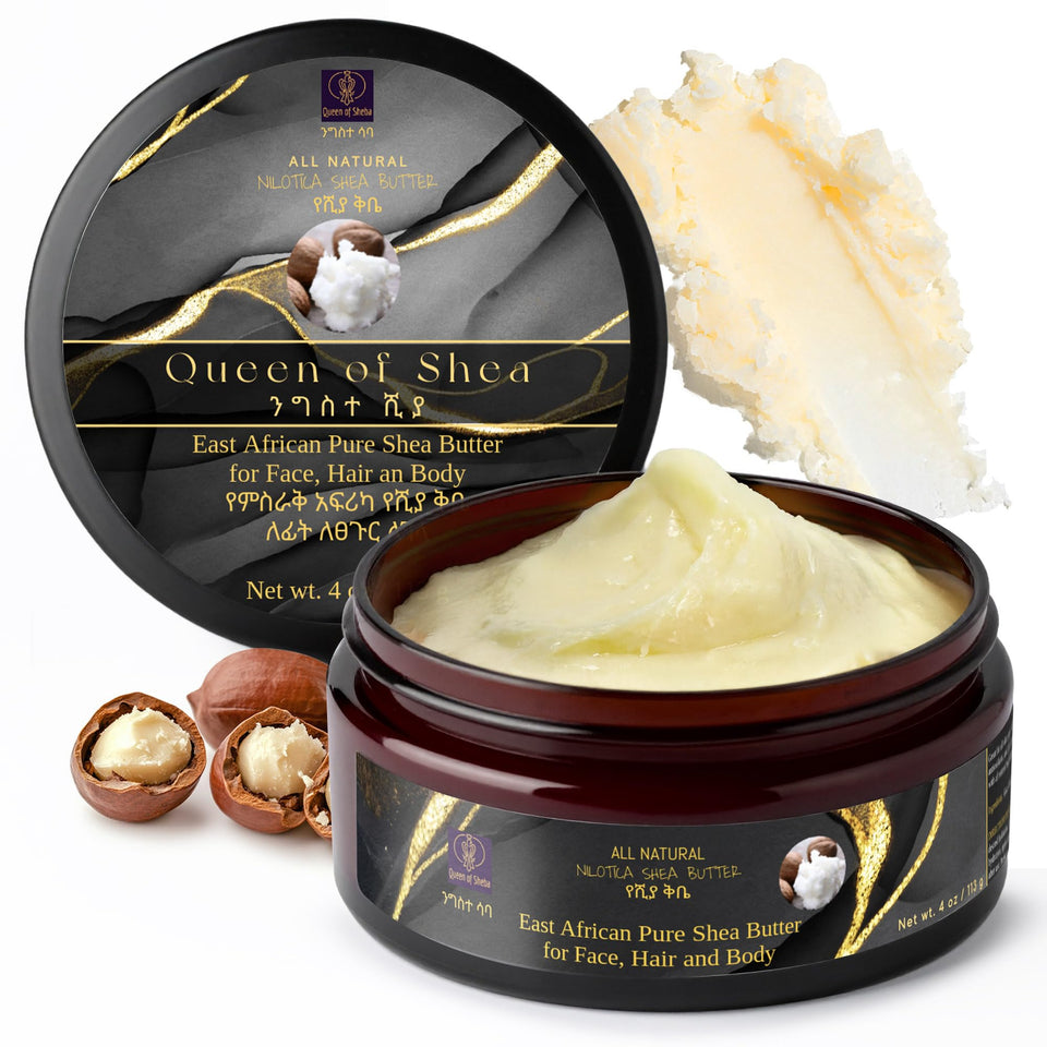 Queen of Shea East African shea butter jar for intense skin hydration