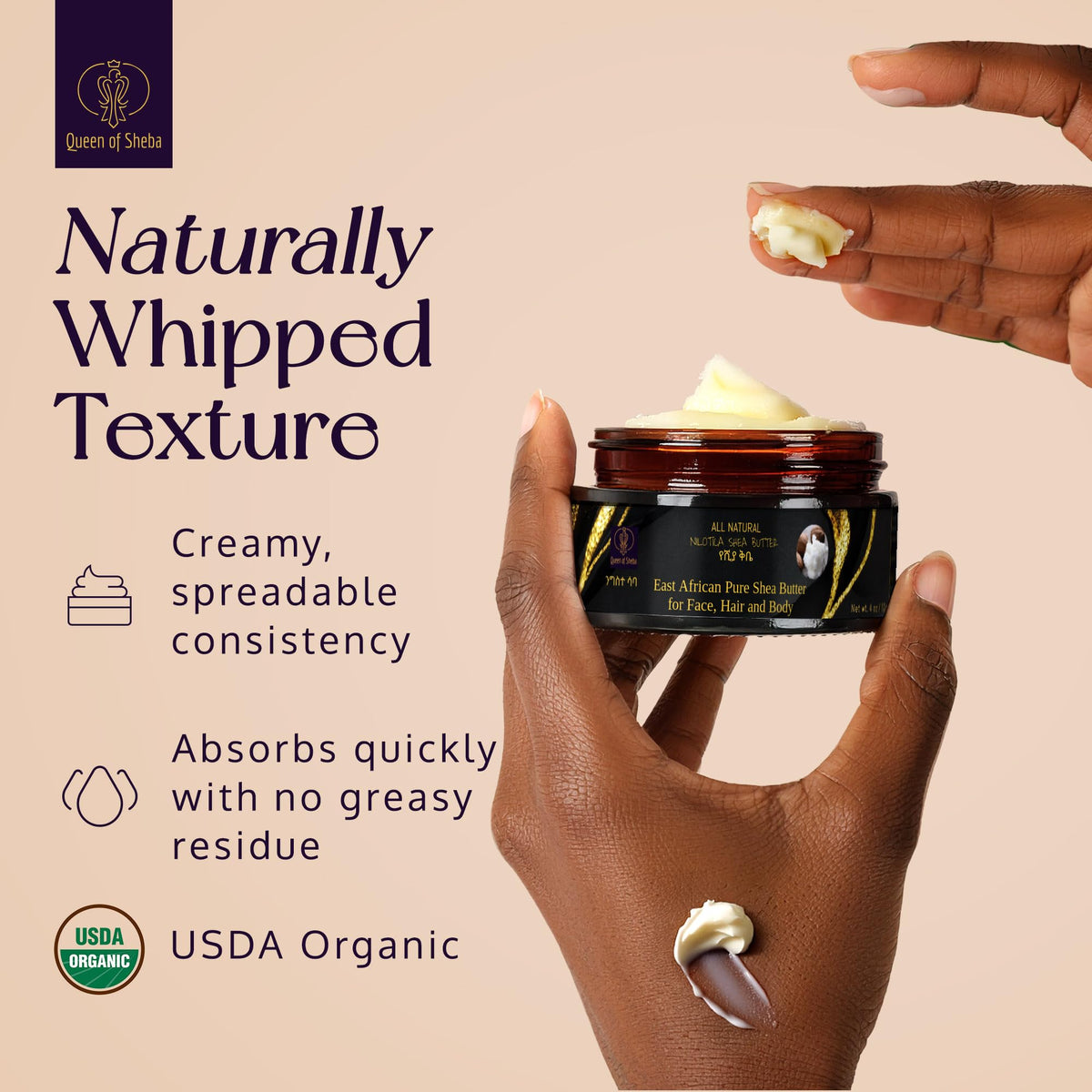 Queen of Shea hair care with shea butter for silky strands