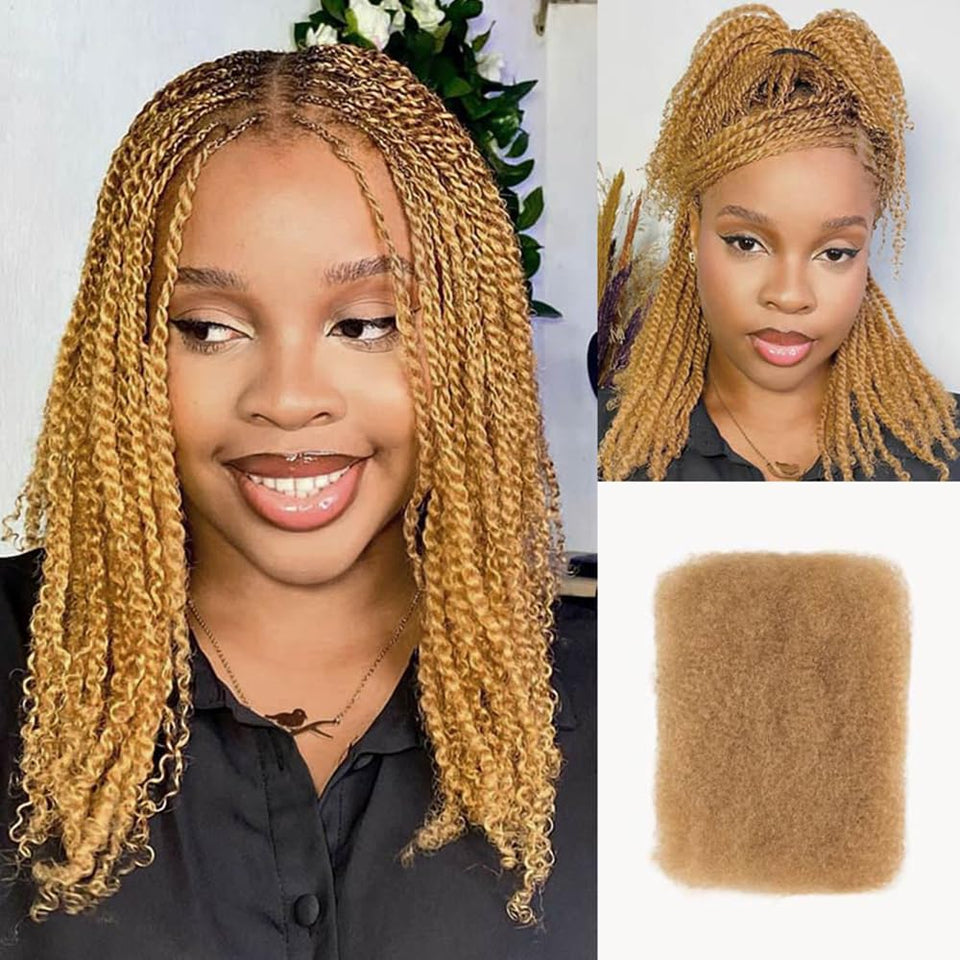 QUEEN VIRGIN REMY QVR Afro Kinky Bulk Hair for dreadlocks; seamless blend with natural hair texture