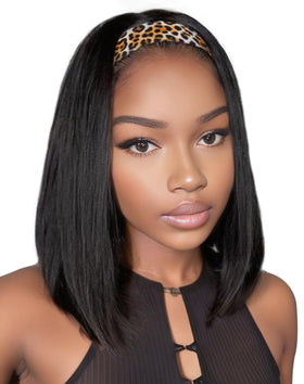 QUEENTAS headband wig with straight 12-inch length for effortless daily wear