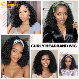 QUEENTAS package includes wig, random color headband, and nylon cap.