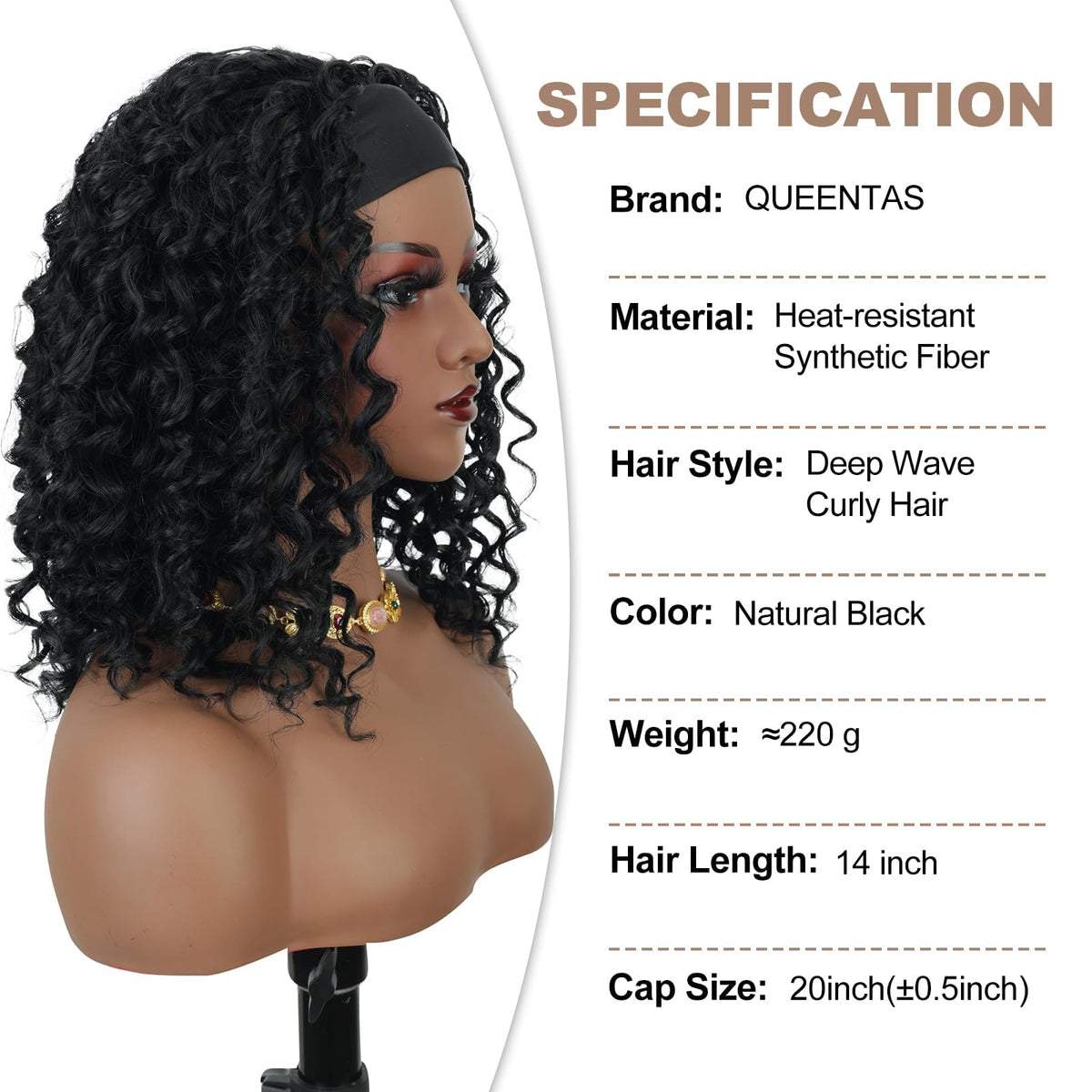 QUEENTAS shoulder-length bob wig in natural black offers versatile styling.