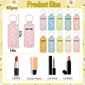 Quelay pink daisy lip balm sleeve attached to bag for easy access during outings.