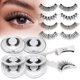 QUEWEL magnetic eyelashes four-pair kit offers easy, glue-free enhancement for everyday wear.