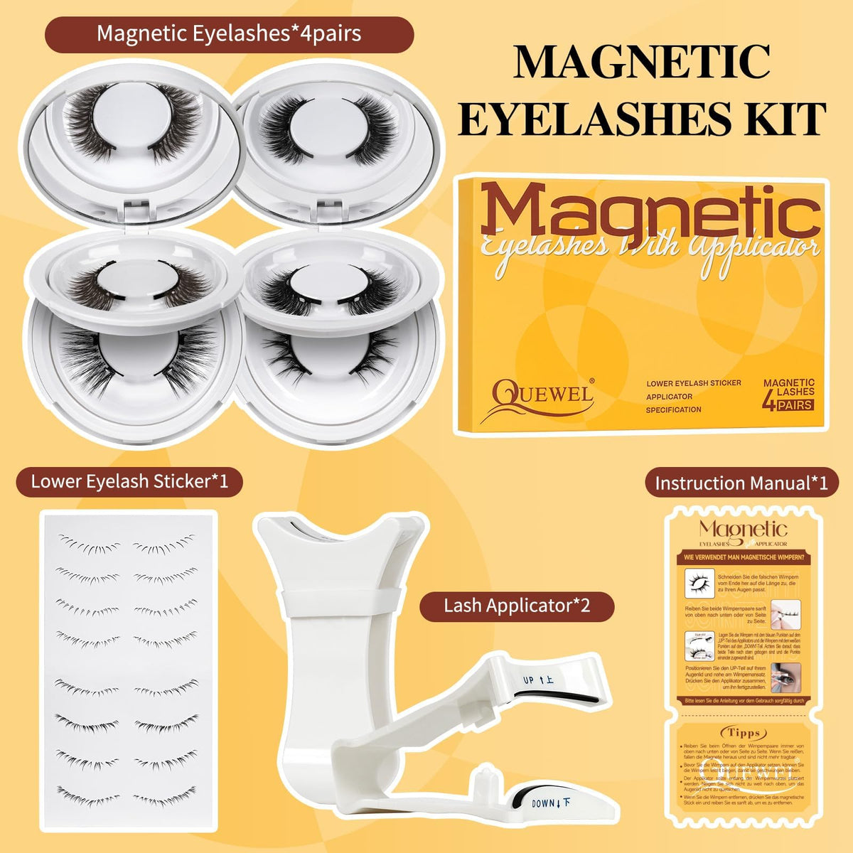 QUEWEL travel-friendly packaging keeps lashes safe on the go.