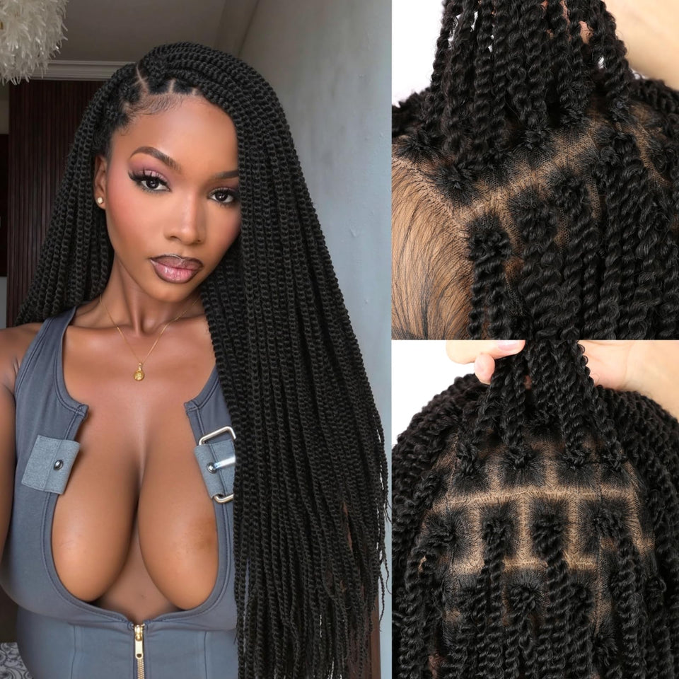 Quickwig Senegalese twist 26in cap wig offers a seamless cap design for easy wear.