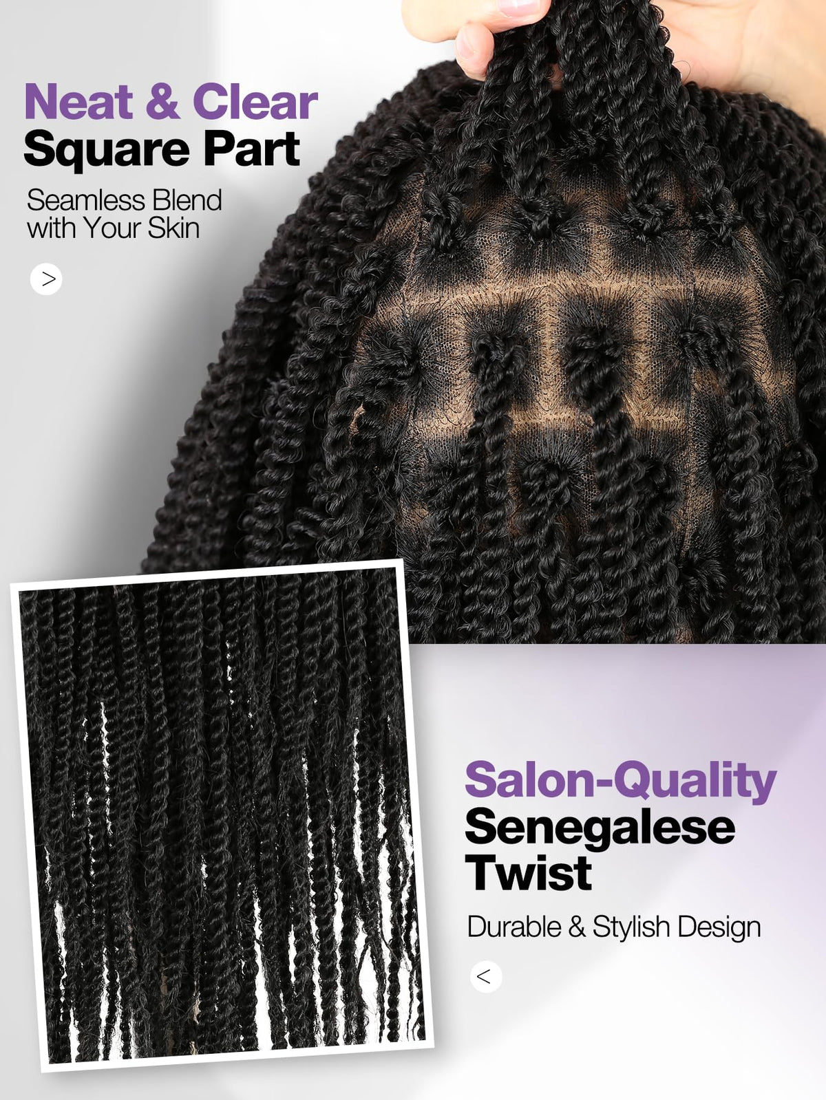 Quickwig Senegalese twist 26in pre-plucked baby hair delivers instant realism.