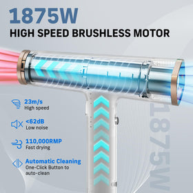 QUICO hair dryer with 110,000 RPM airflow for efficient styling