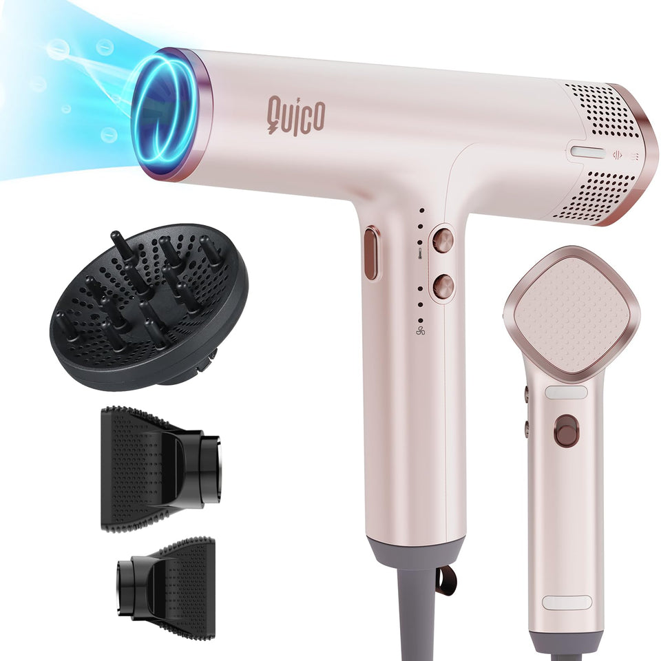 QUICO hair dryer with 110000 rpm motor for rapid drying at home