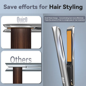 QUICO straightener curved edge design demonstrates secure hair grip