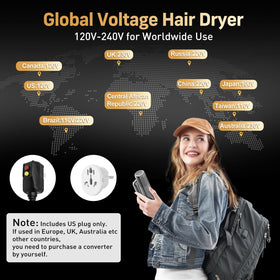 Quico travel hair dryer ionic system reduces static during styling