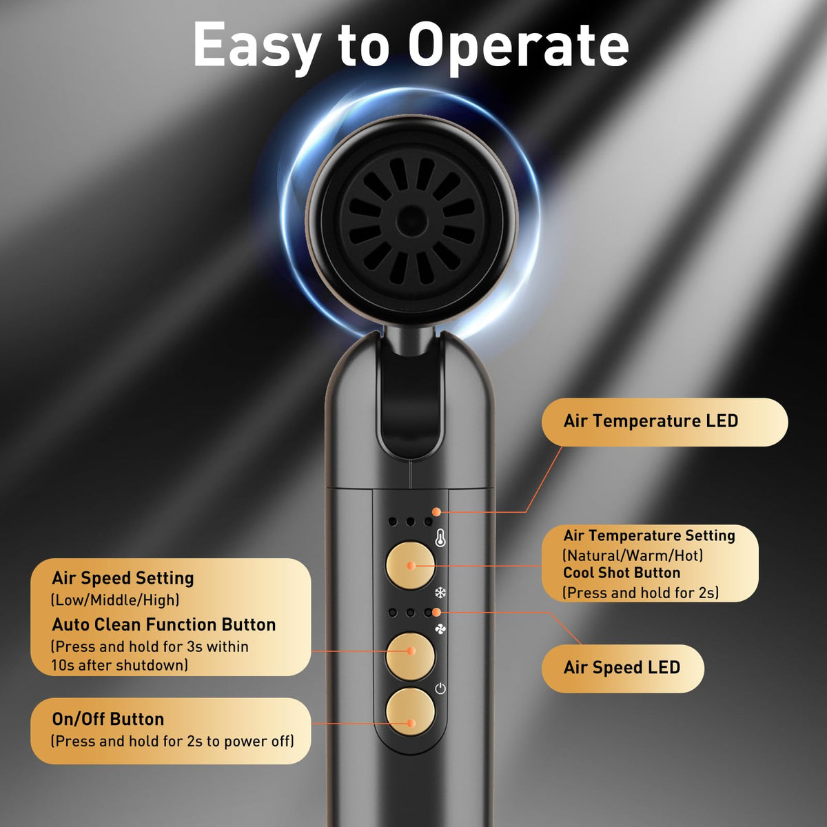 Quico travel hair dryer lightweight handle reduces arm fatigue