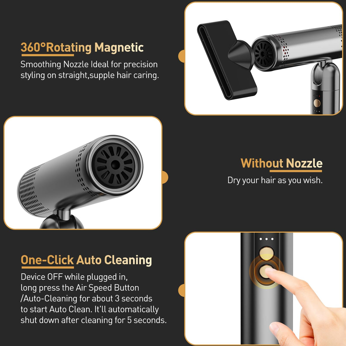 Quico travel hair dryer temperature controls for safe, customizable heat