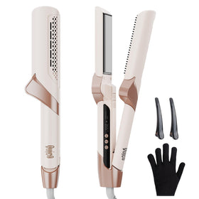 Quico upgraded air straightener front view with pink finish and fast airflow for quick styling