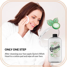 Quinn's alcohol-free toner-bottle image signals gentle, non-drying cleansing.