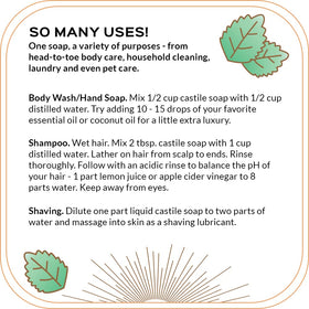 Quinn's Peppermint oil scent emphasizes cooling aroma for refreshing baths.