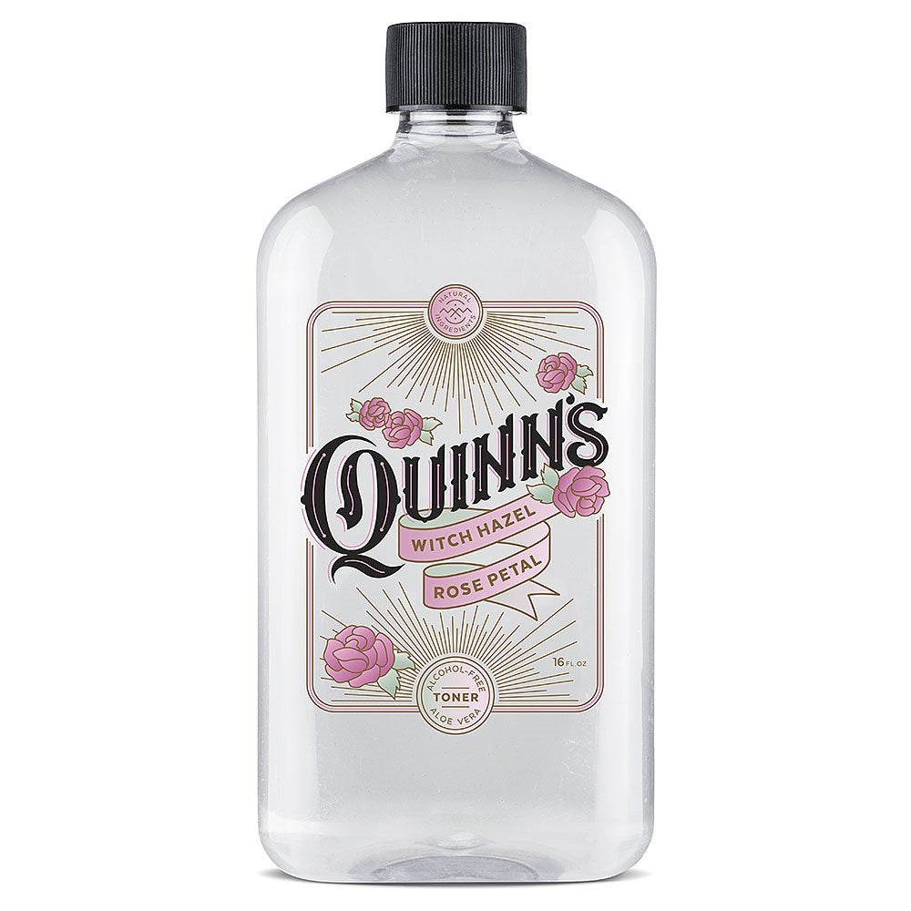 Quinn’s Rose Witch Hazel bottle on display for gentle cleansing and toning
