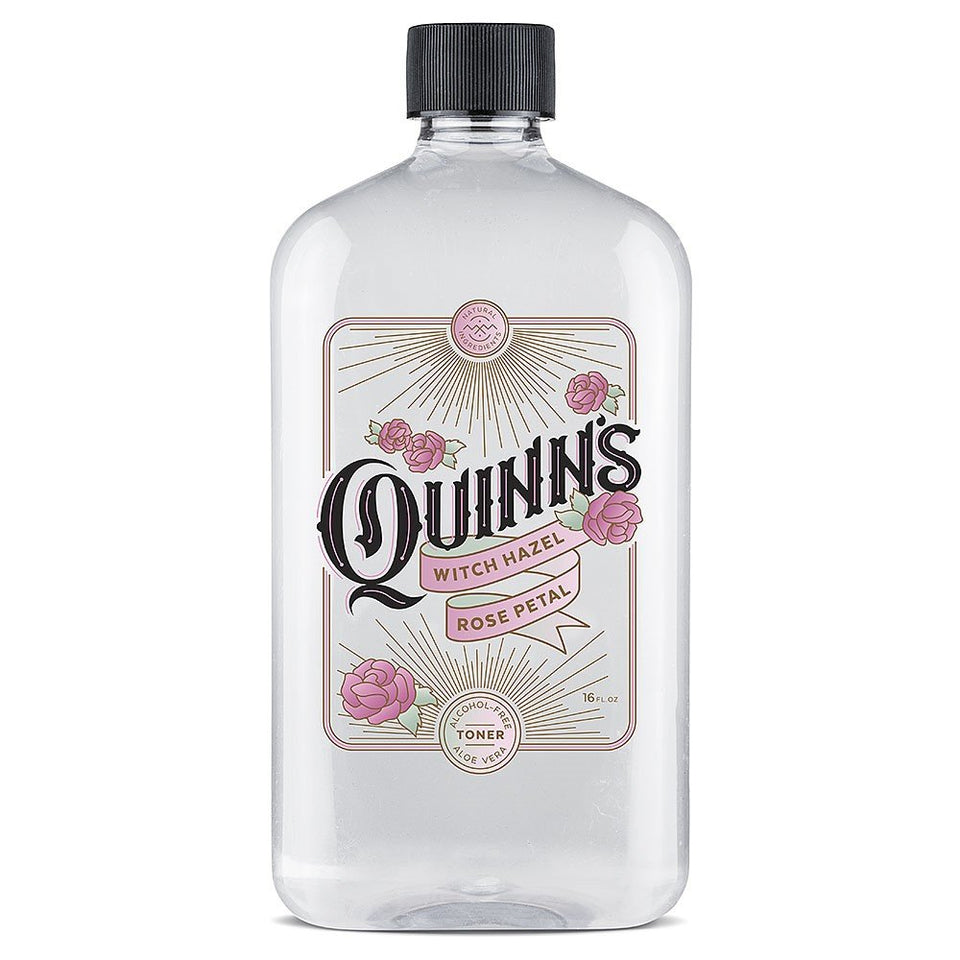 Quinn’s Rose Witch Hazel bottle on display for gentle cleansing and toning