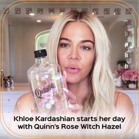 Quinn’s Witch Hazel label closeup highlights Aloe Vera and paraben-free ingredients.