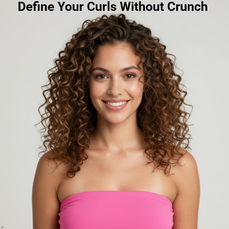 Quirk pop Curl Custard hand touch demonstrates touchable, frizz-resistant curls.