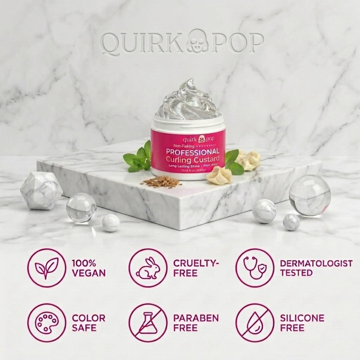 Quirk pop No-Flakes Formula image promises lightweight, clean feel.