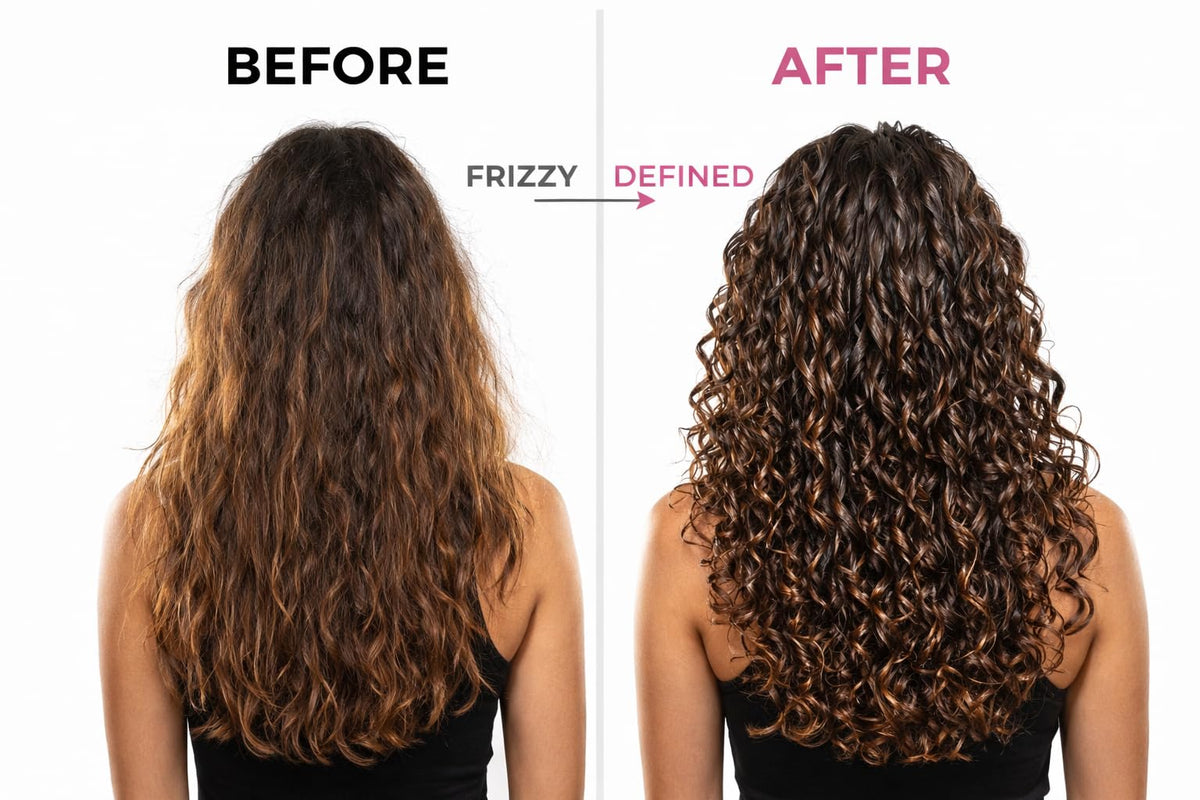 Quirk pop Water-Activation Spray shows easy refresh between wash days.