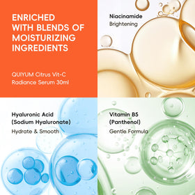 QUIYUM Citrus Vitamin C Eye Cream visual suggests gentle care around the eye area
