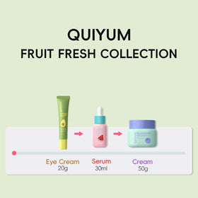 QUIYUM Product packaging and display encourages daily skincare routines.
