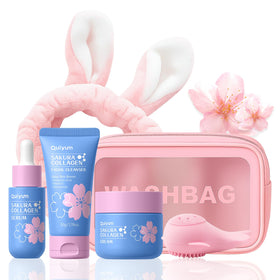 QUIYUM Sakura cleanser bottle for gentle cleansing and rich foam.