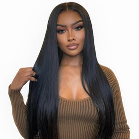 Qunali 30-inch lace front wig with straight hair for natural volume.