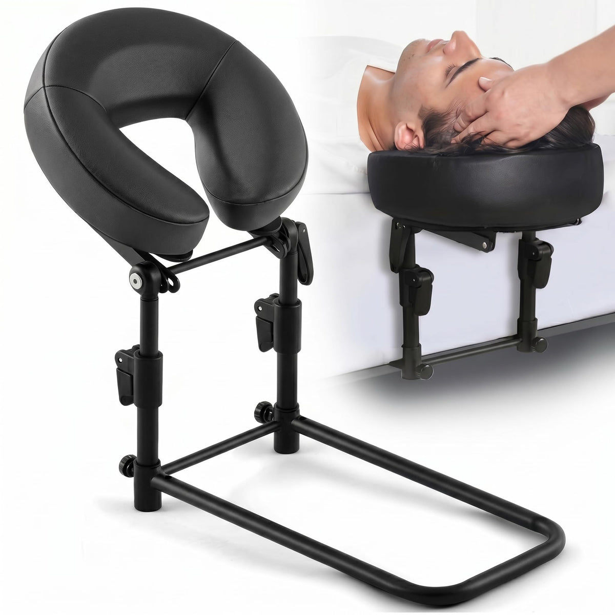 Qunclay adjustable massage headrest on bed provides stable support during massage.