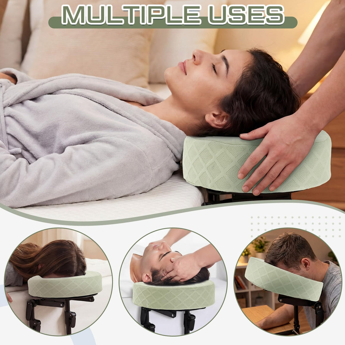 Qunclay headrest rotated 180 degrees for versatile positioning