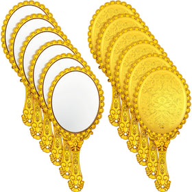 Qunclay vintage embossed gold mirror with floral border, perfect for on-the-go makeup checks.