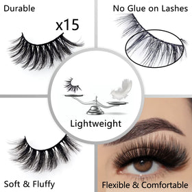 QUNETY wispy fluffy 18mm lashes for a glamorous eye look
