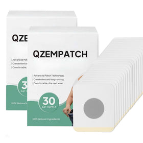 QUOLYVATE Qzem body patch packaging shows a 30-day supply for daily use.