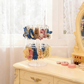 QUPIVA clear hair accessory storage on countertop keeps clips visible